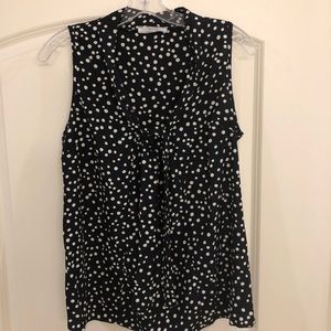 Navy Blue and Ivory Polka Dot Blouse by Poema